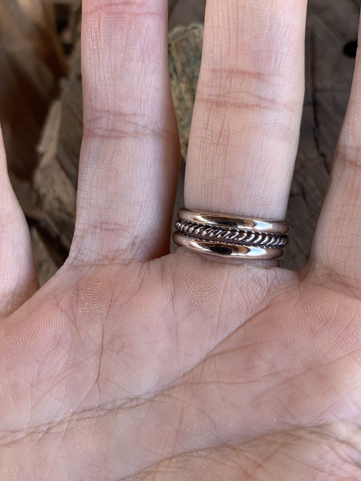 Navajo Turquoise & Sterling Silver Braided Band Ring