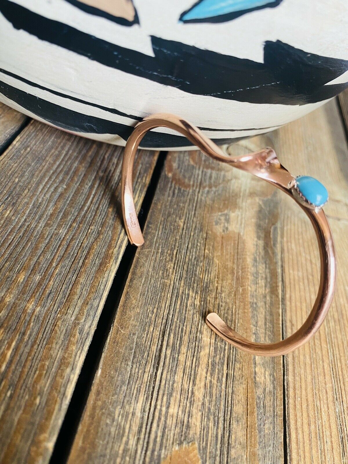 Navajo Turquoise & Copper Over Sterling Twisted Cuff Bracelet