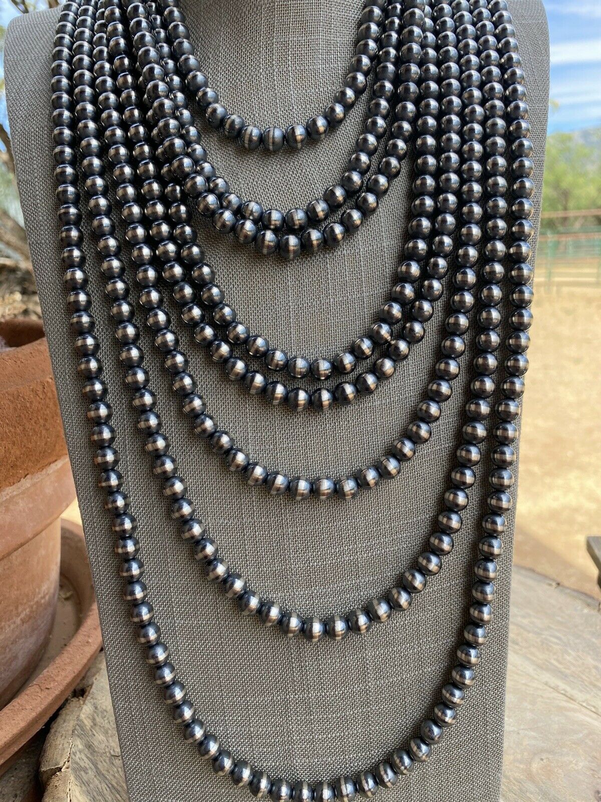 Navajo Pearl Style Sterling Silver Pearls 10mm