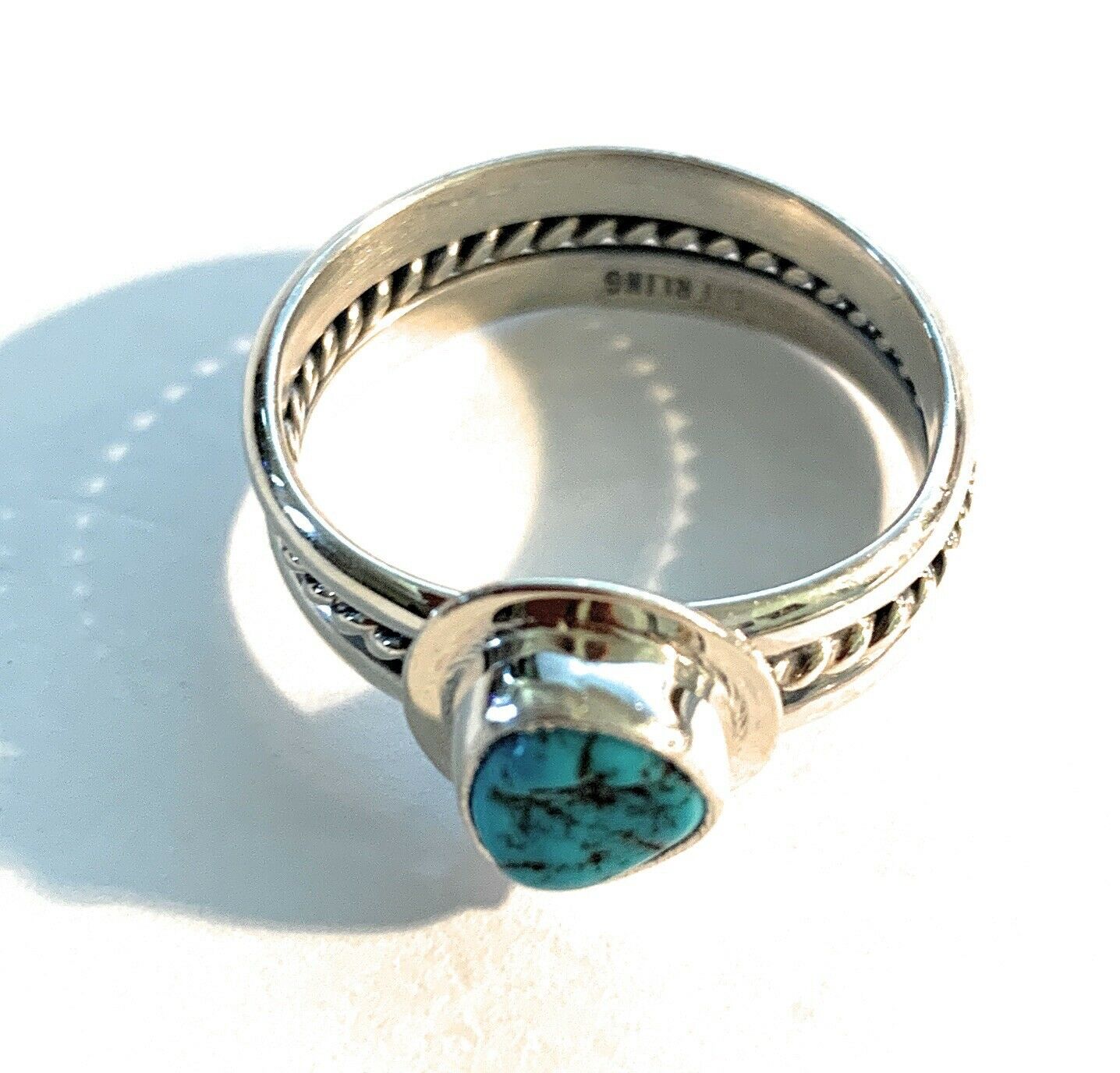 Navajo Turquoise & Sterling Silver Braided Band Ring