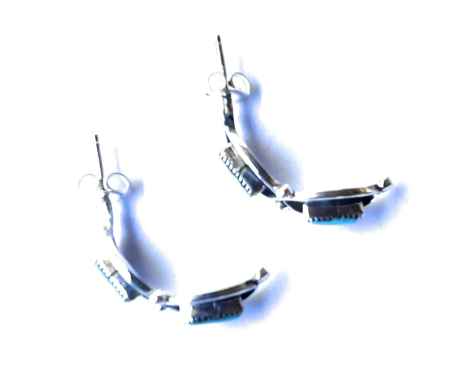 Navajo Sterling Silver & Turquoise Crescent Circle Post Earrings