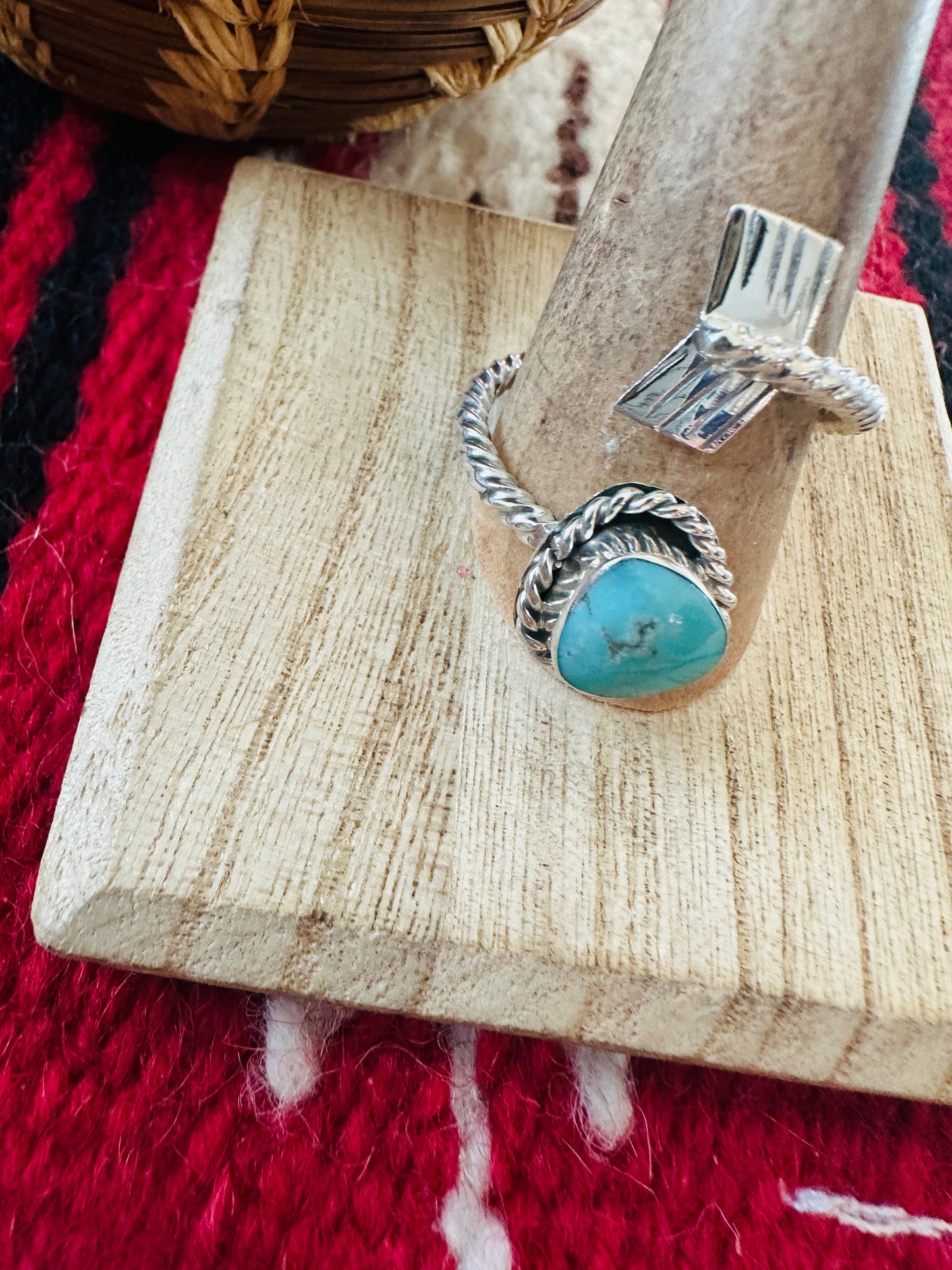 Navajo Sterling Silver & Turquoise Adjustable Arrow Ring