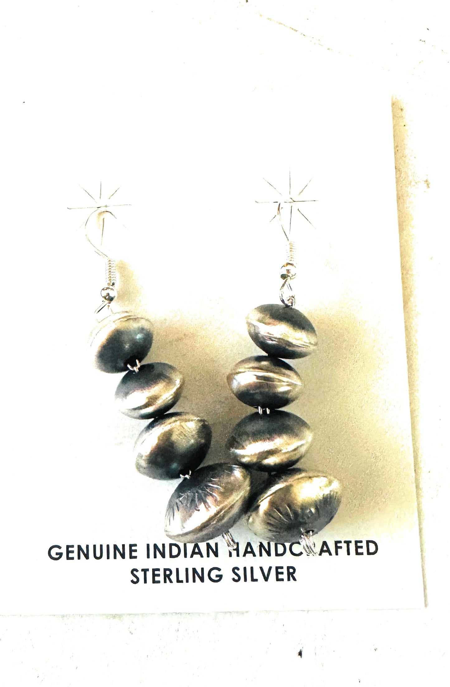 Navajo Sterling Silver Pearl Beaded Dangle Earrings