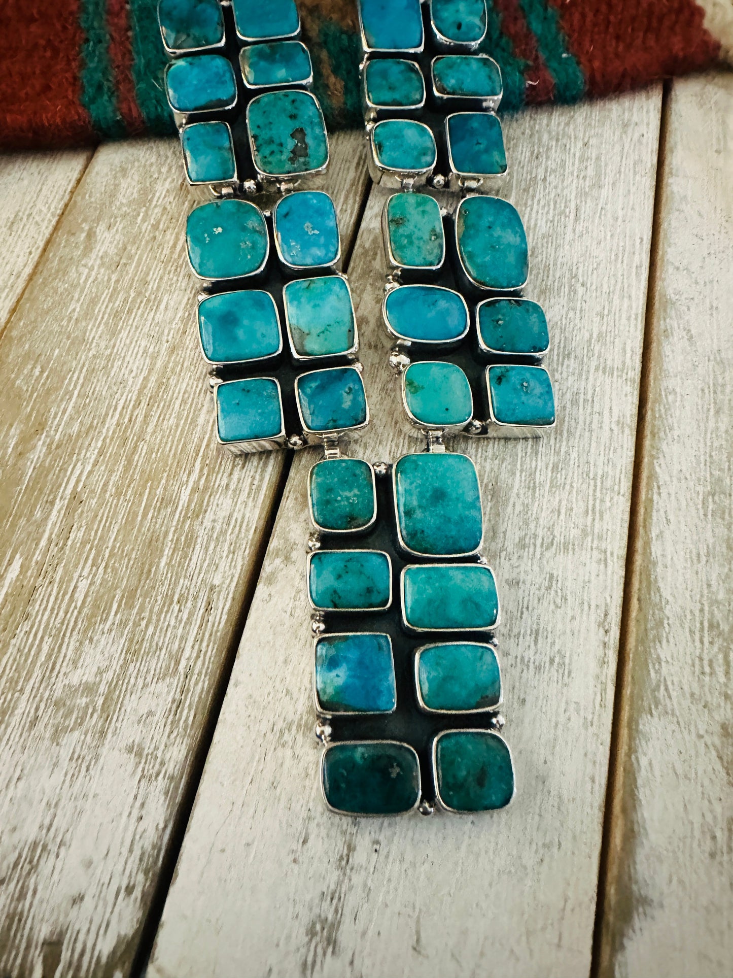 Handmade Sterling Silver & Turquoise Cluster Necklace