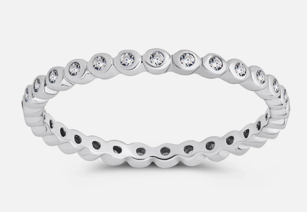 Sterling Silver Full Eternity Stacking Band Ring