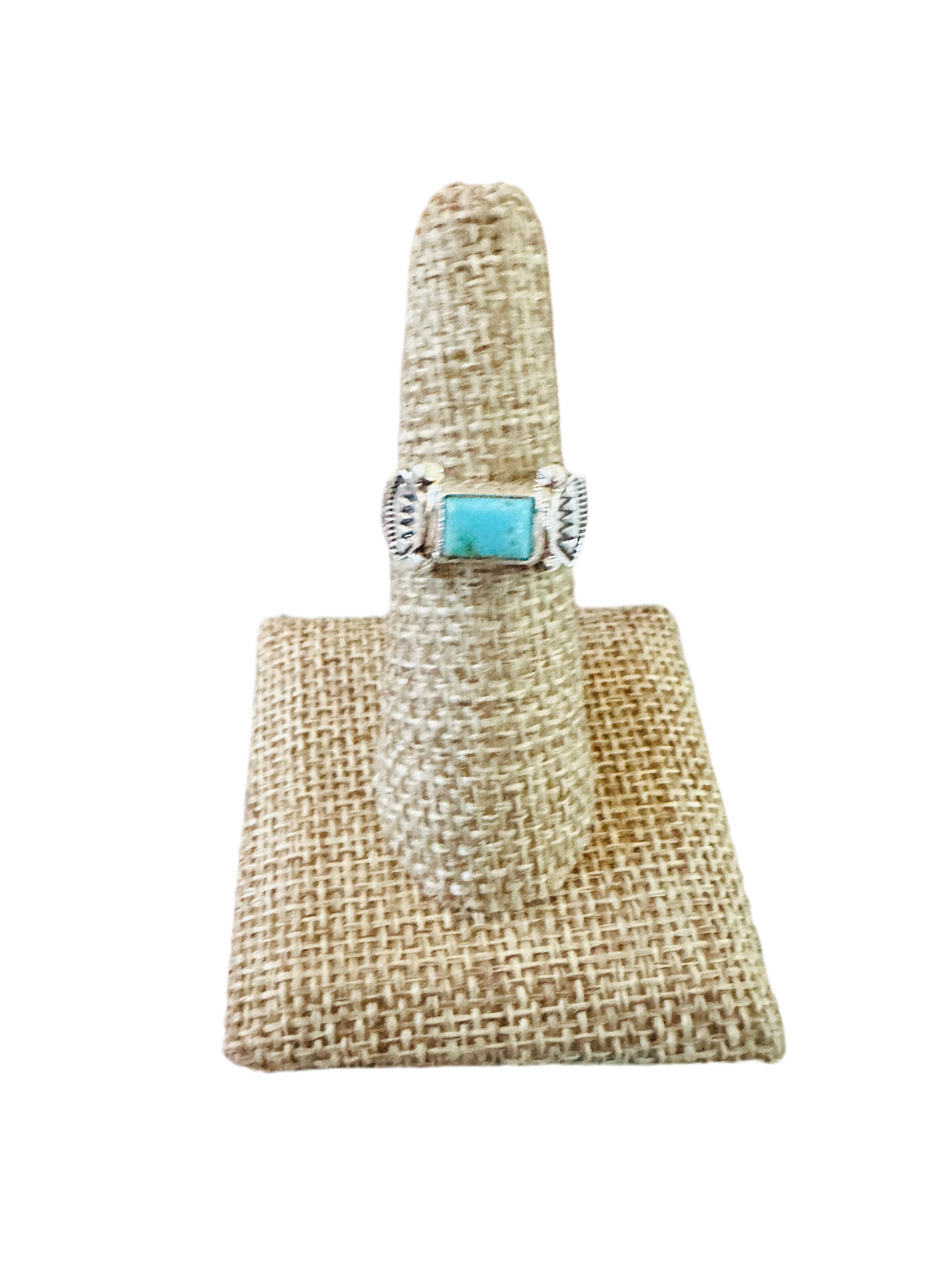 Navajo Turquoise & Sterling Silver Band Ring Size 7