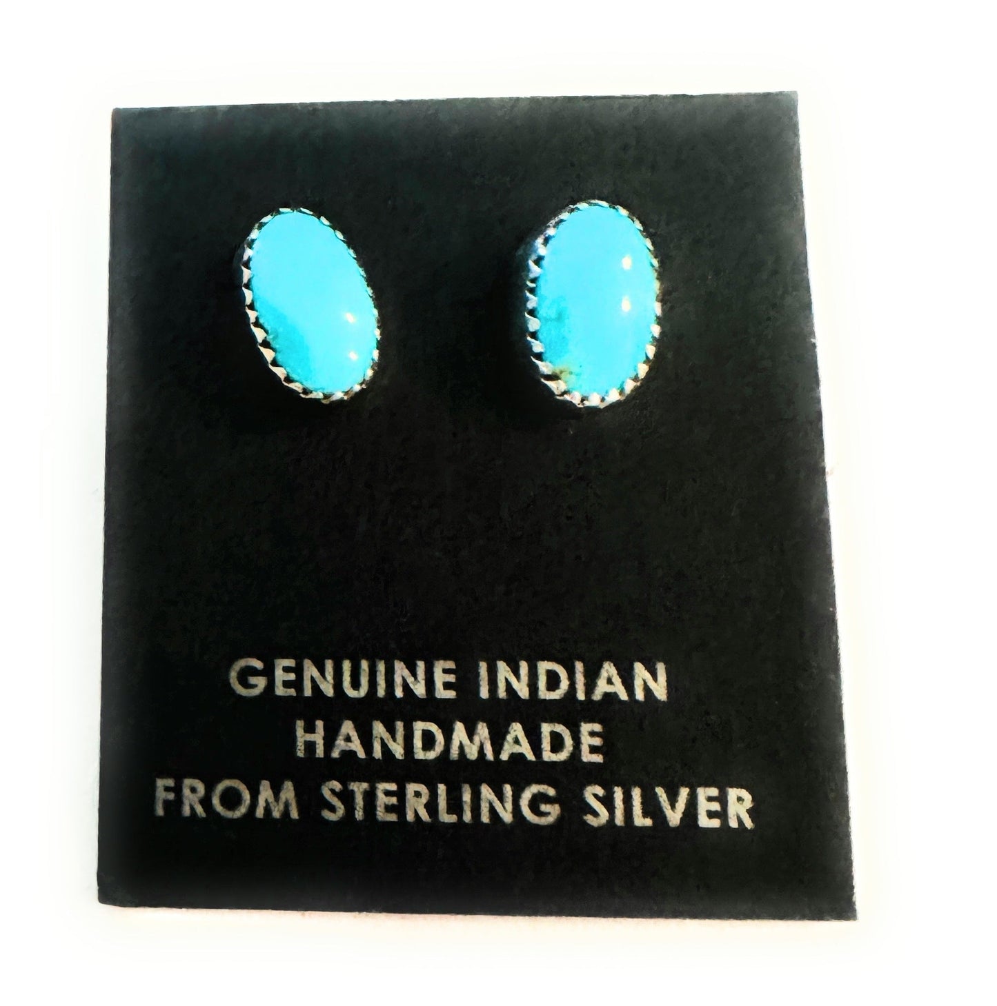 Navajo Kingman Turquoise and Sterling Silver Stud Earrings