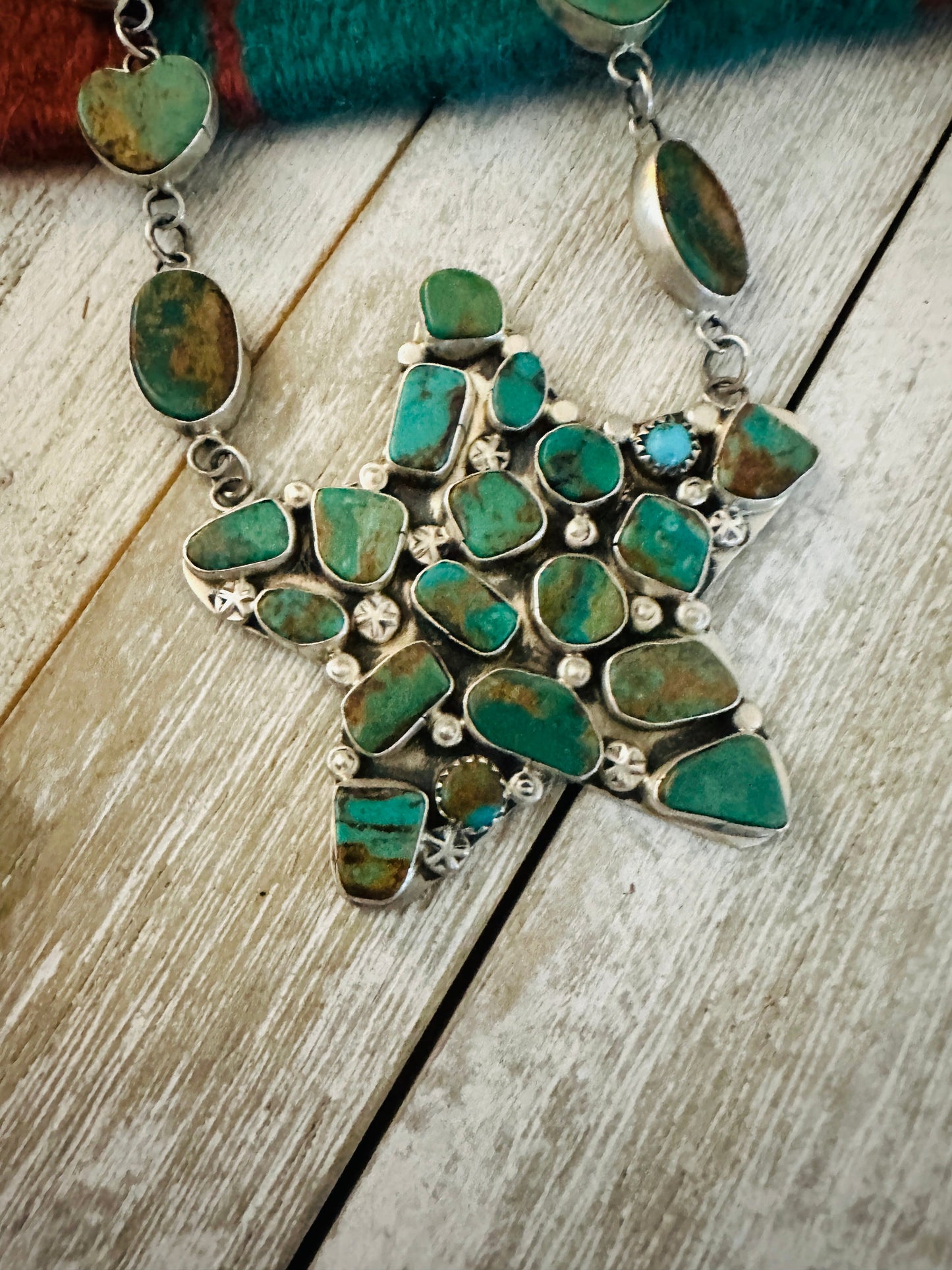 Navajo Sterling Silver & Royston Turquoise Star Necklace by Jacqueline Silver