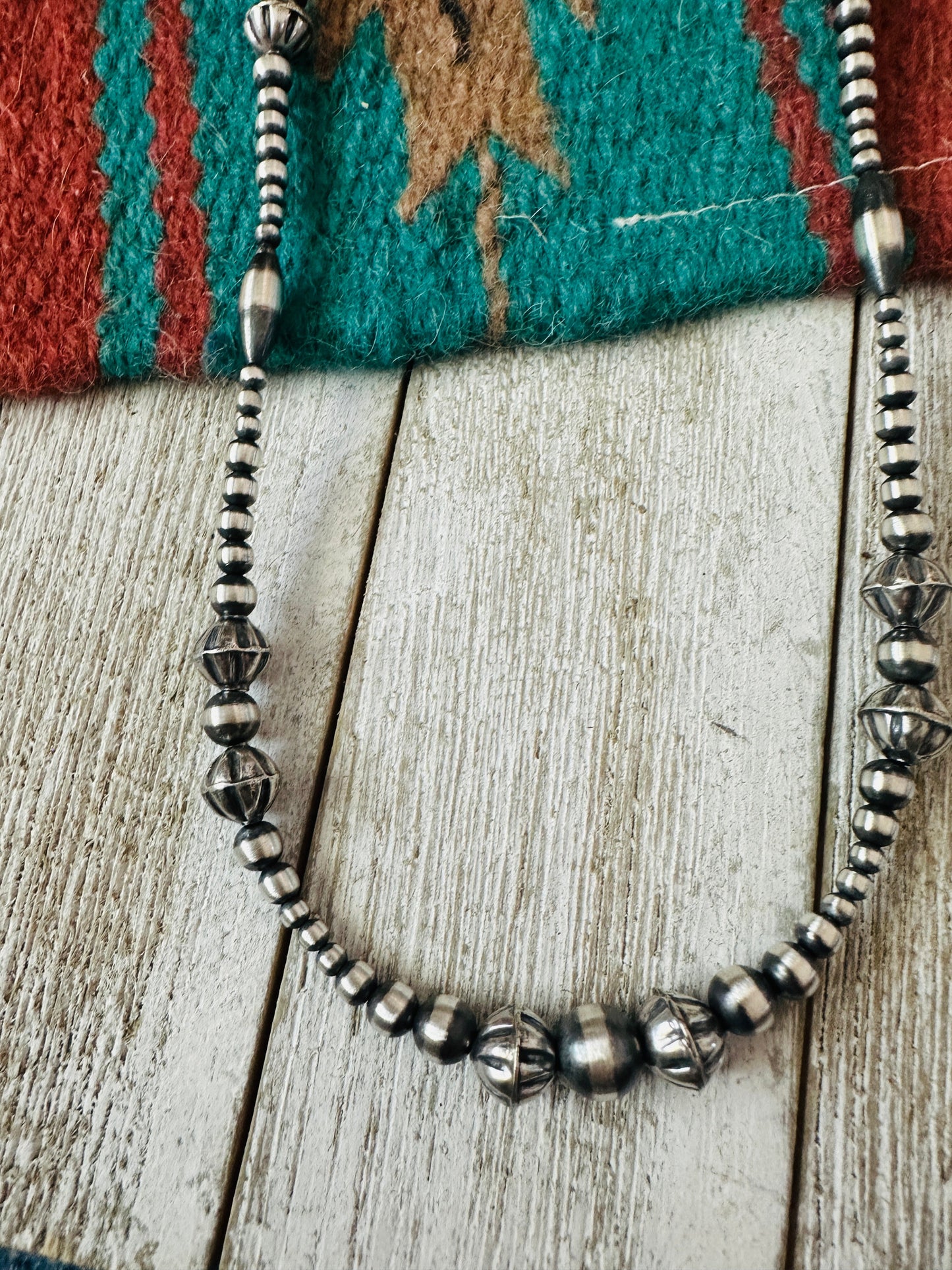 Navajo Sterling Silver Pearl Beaded Necklace