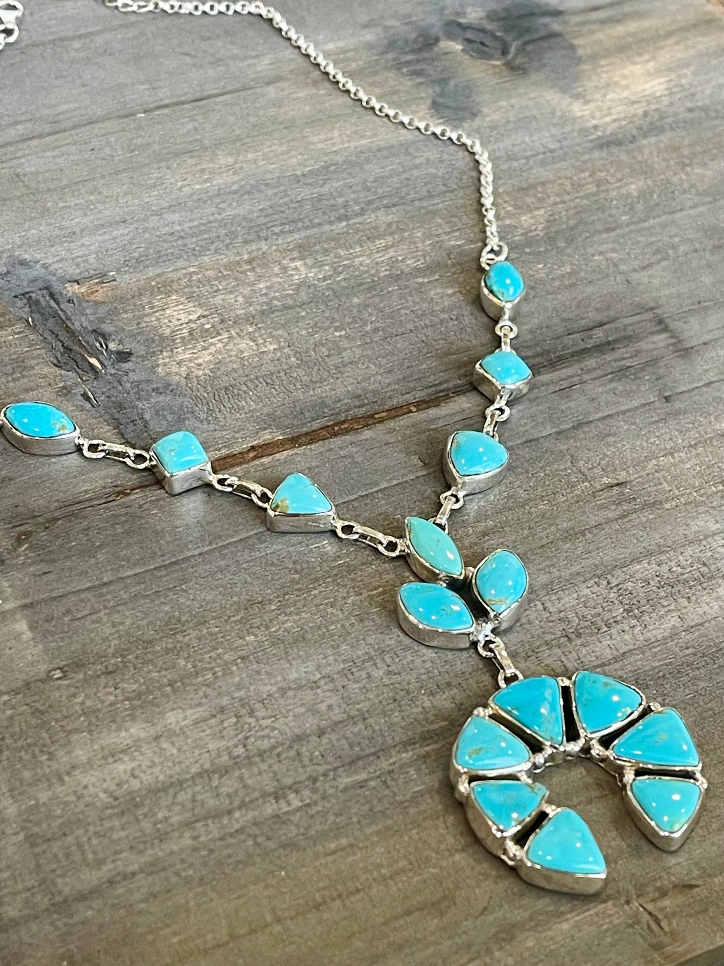 Handmade Sterling Silver Sonoran Mountain Turquoise Naja Necklace