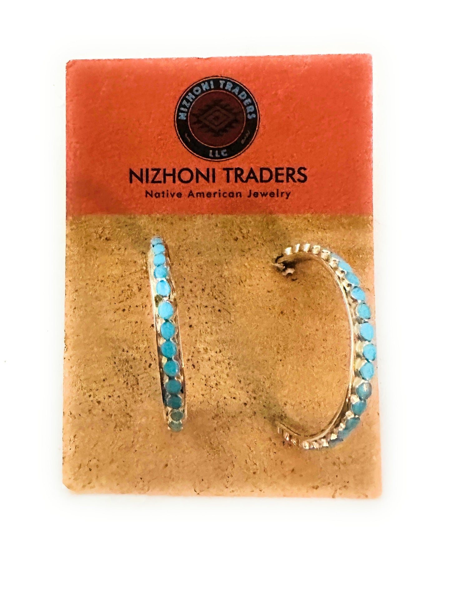 Zuni Sterling Silver & Turquoise Hoop Earrings