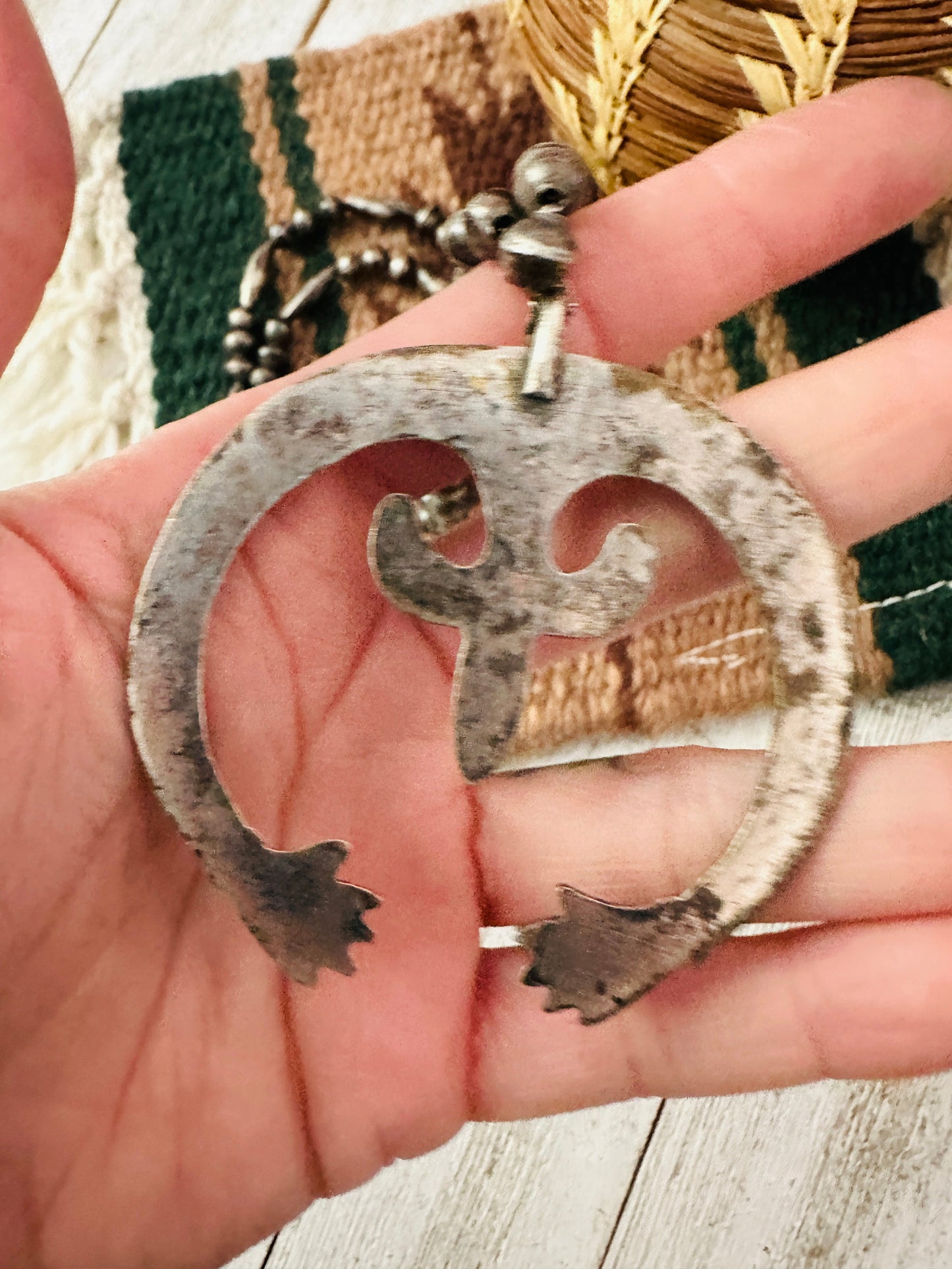 Vintage Sterling Silver Beaded Naja Necklace