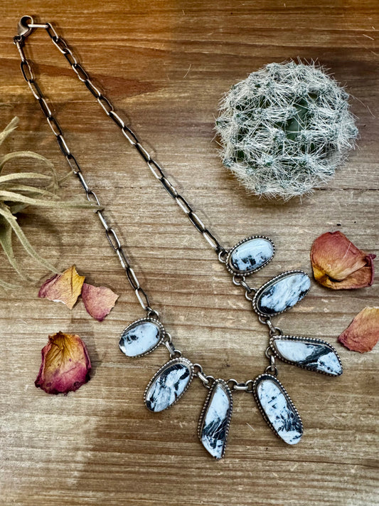 Statement Necklace - White Buffalo & Sterling Silver