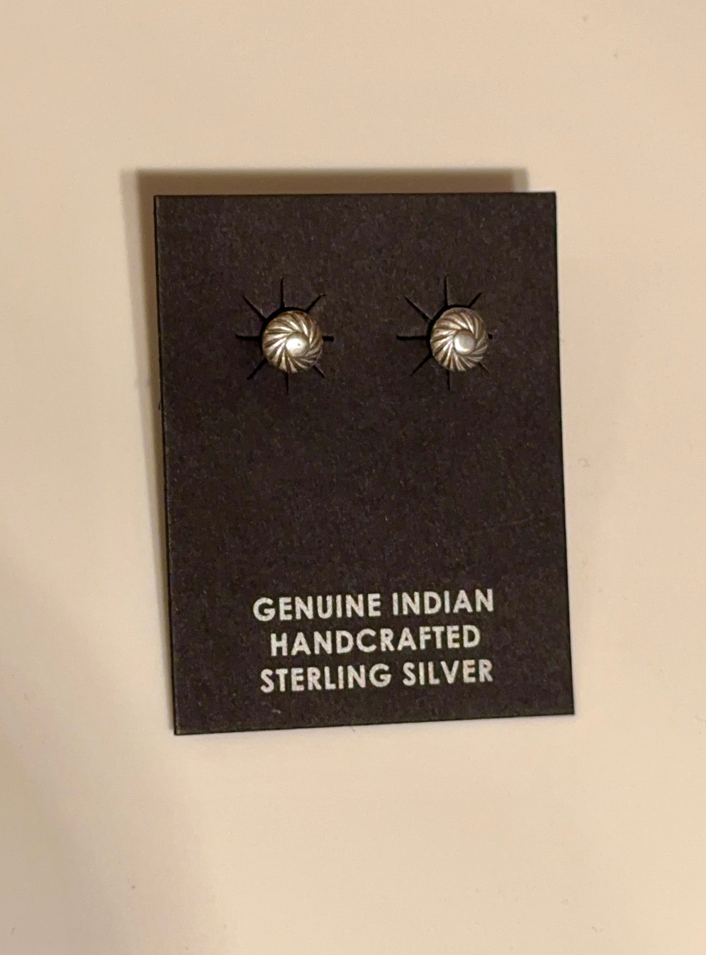 Navajo Sterling Silver Concho Swirl Stud Post Earrings