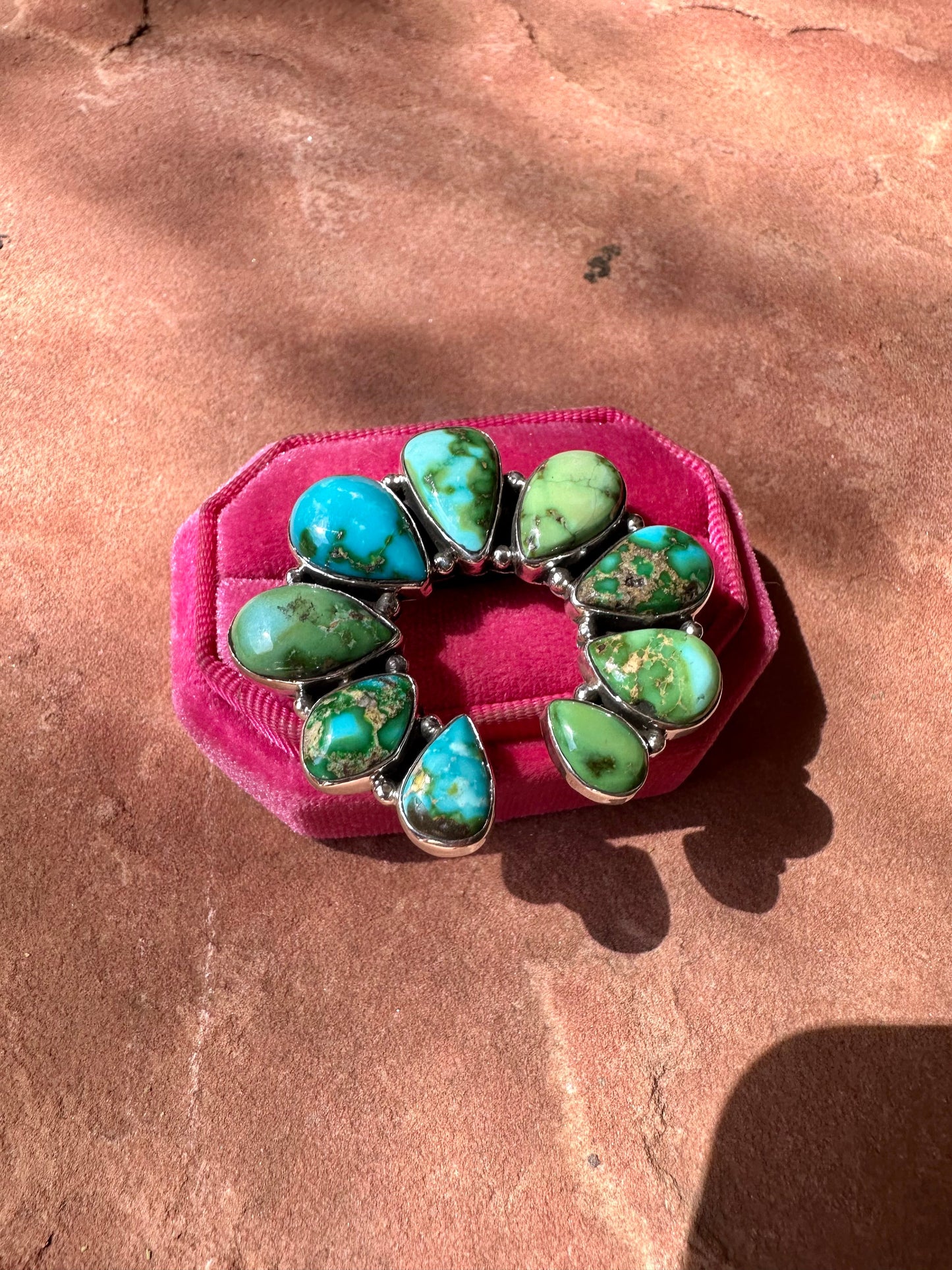 Handmade Sonoran Turquoise And Sterling Silver Adjustable Naja Ring