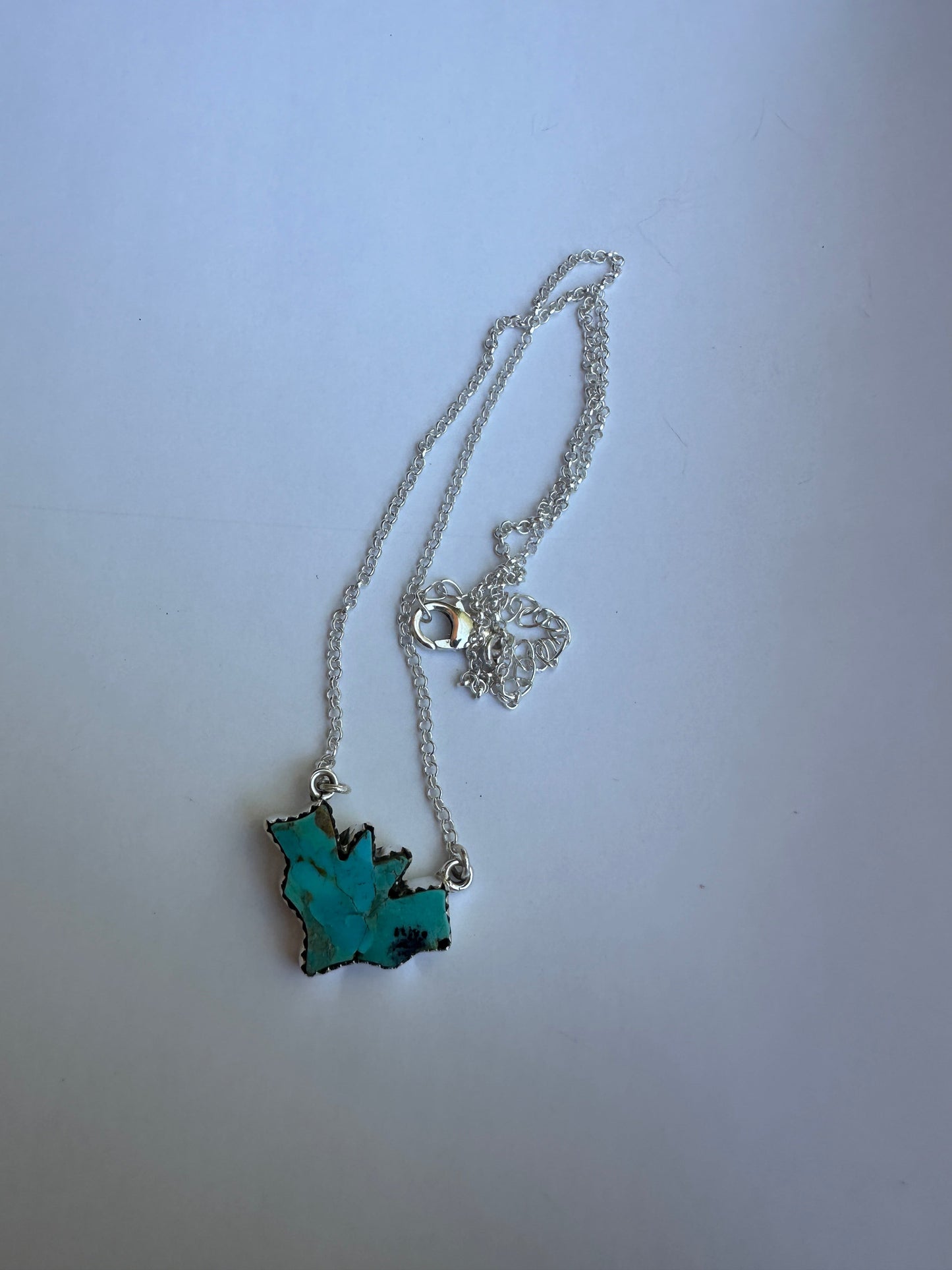 Beautiful Handmade Sterling Silver & Turquoise Bat Necklace