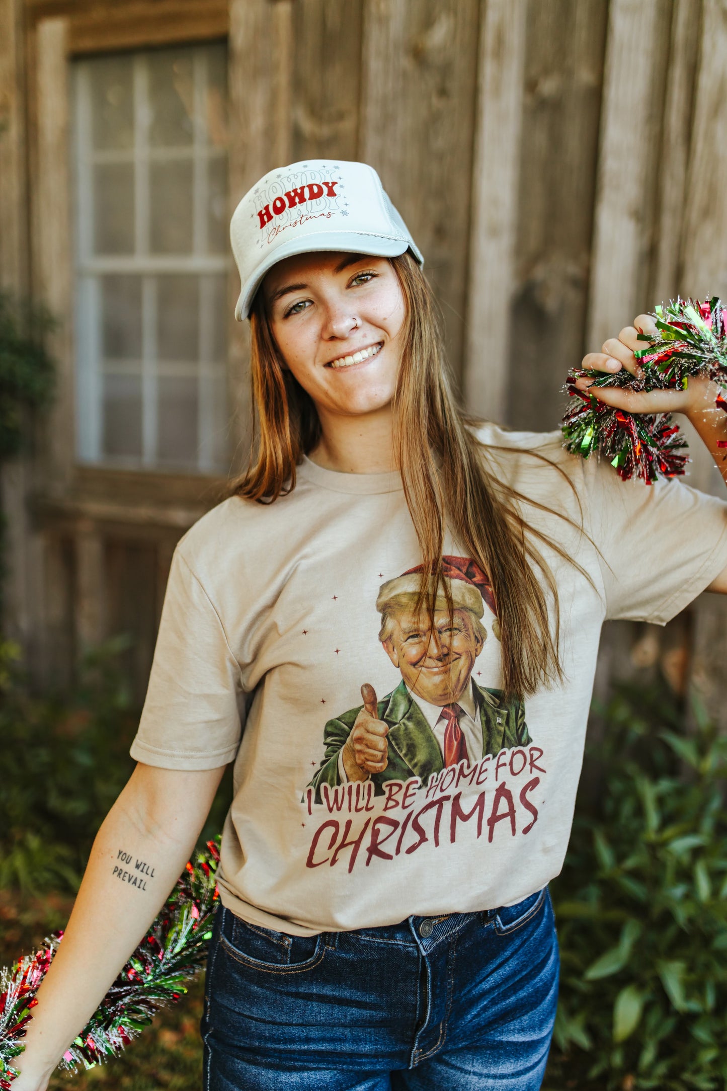 Santa Trump Home for Christmas Graphic Tee