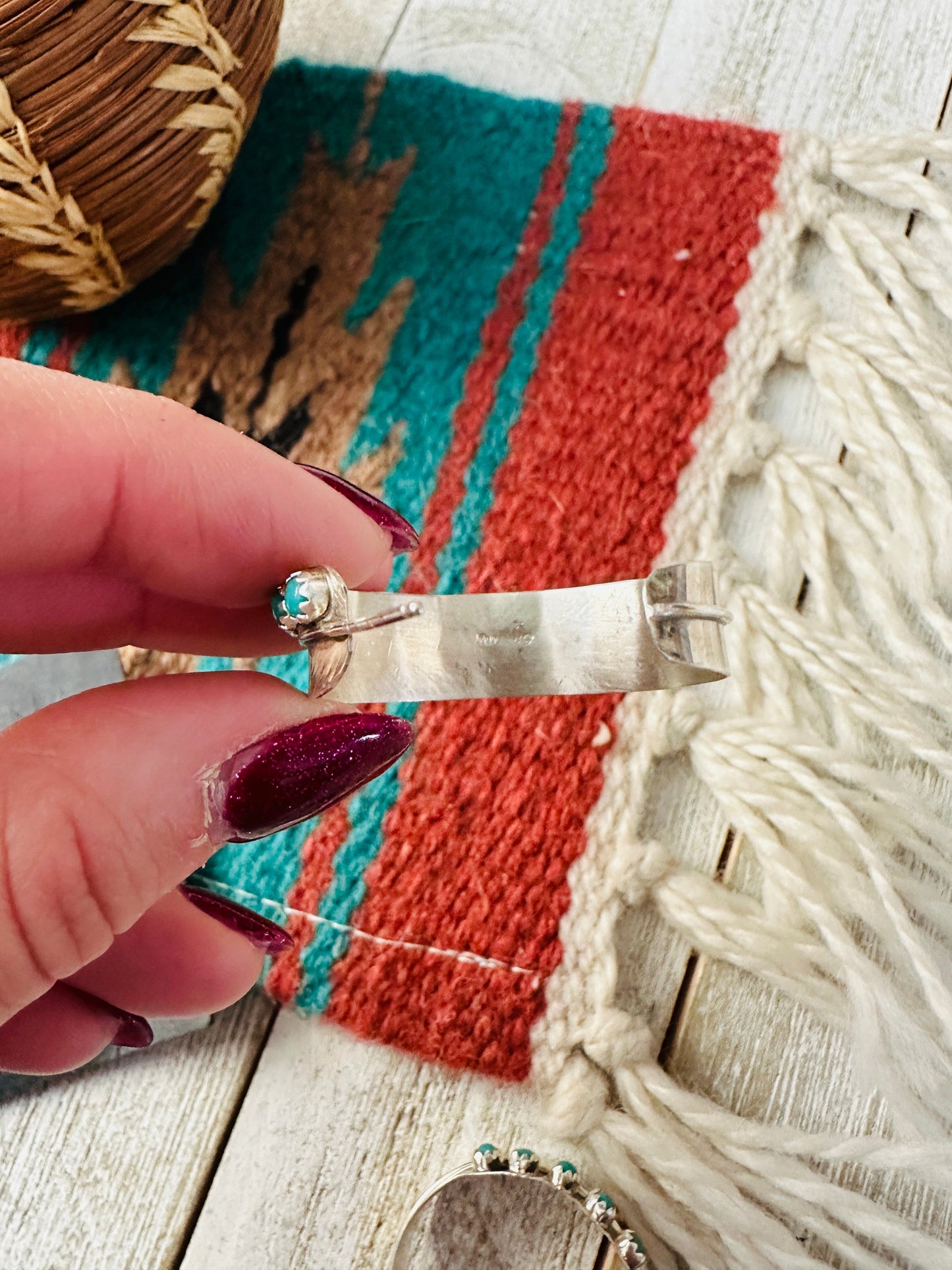 Navajo Turquoise & Sterling Silver Hoop Earrings