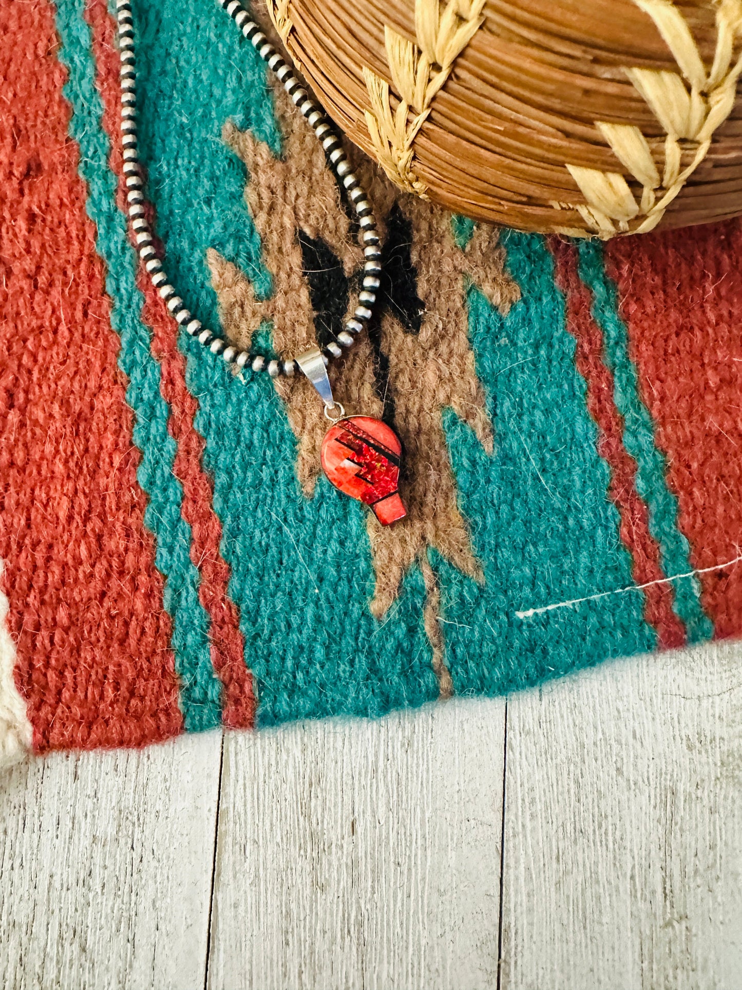Navajo Multi Stone & Sterling Silver Inlay Pendant