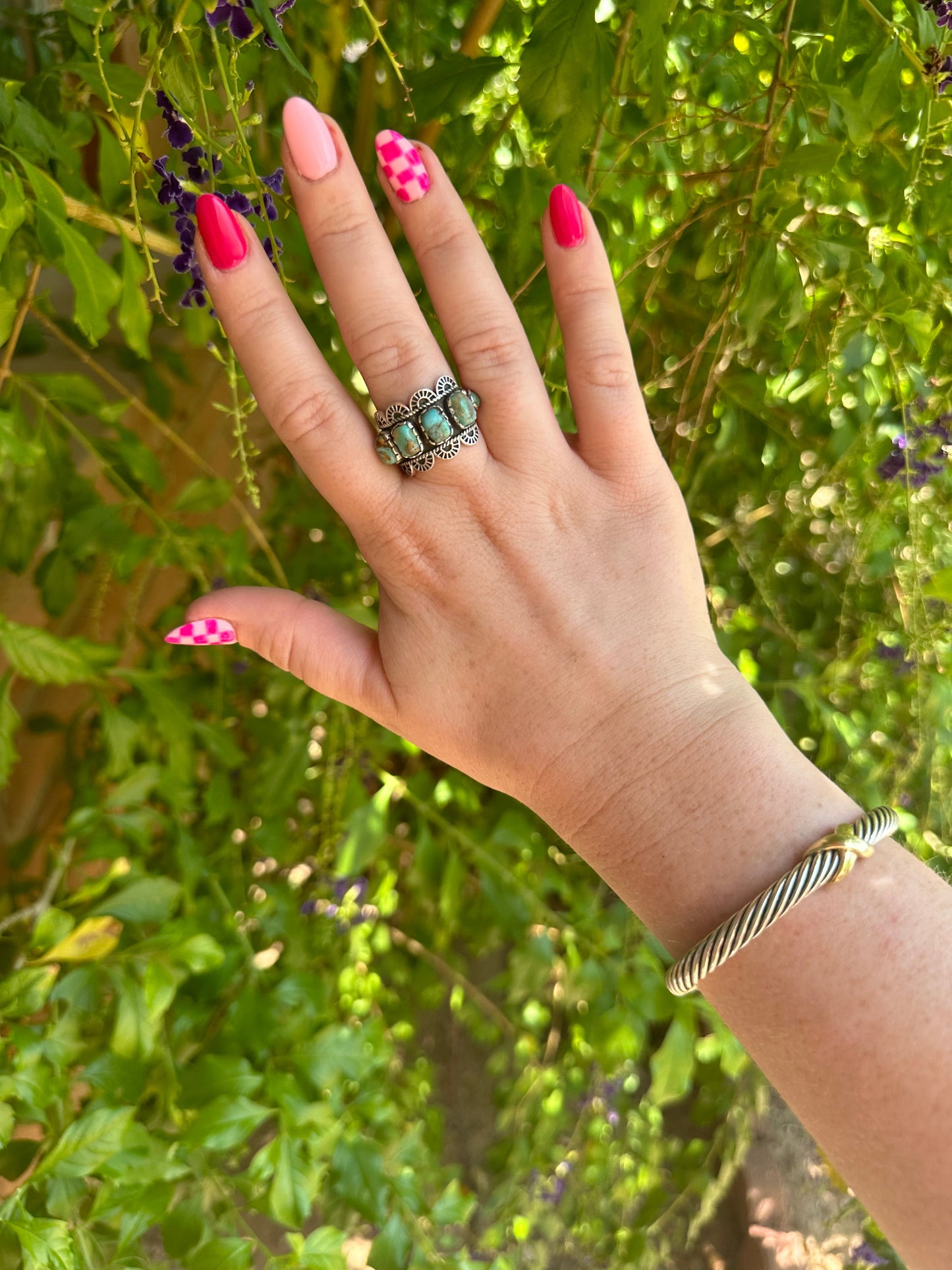 KITTS PEAK Handmade Turquoise And Sterling Silver Adjustable Ring