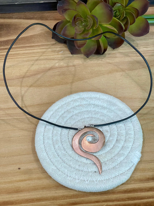 Vintage Handmade Copper Swirl Necklace