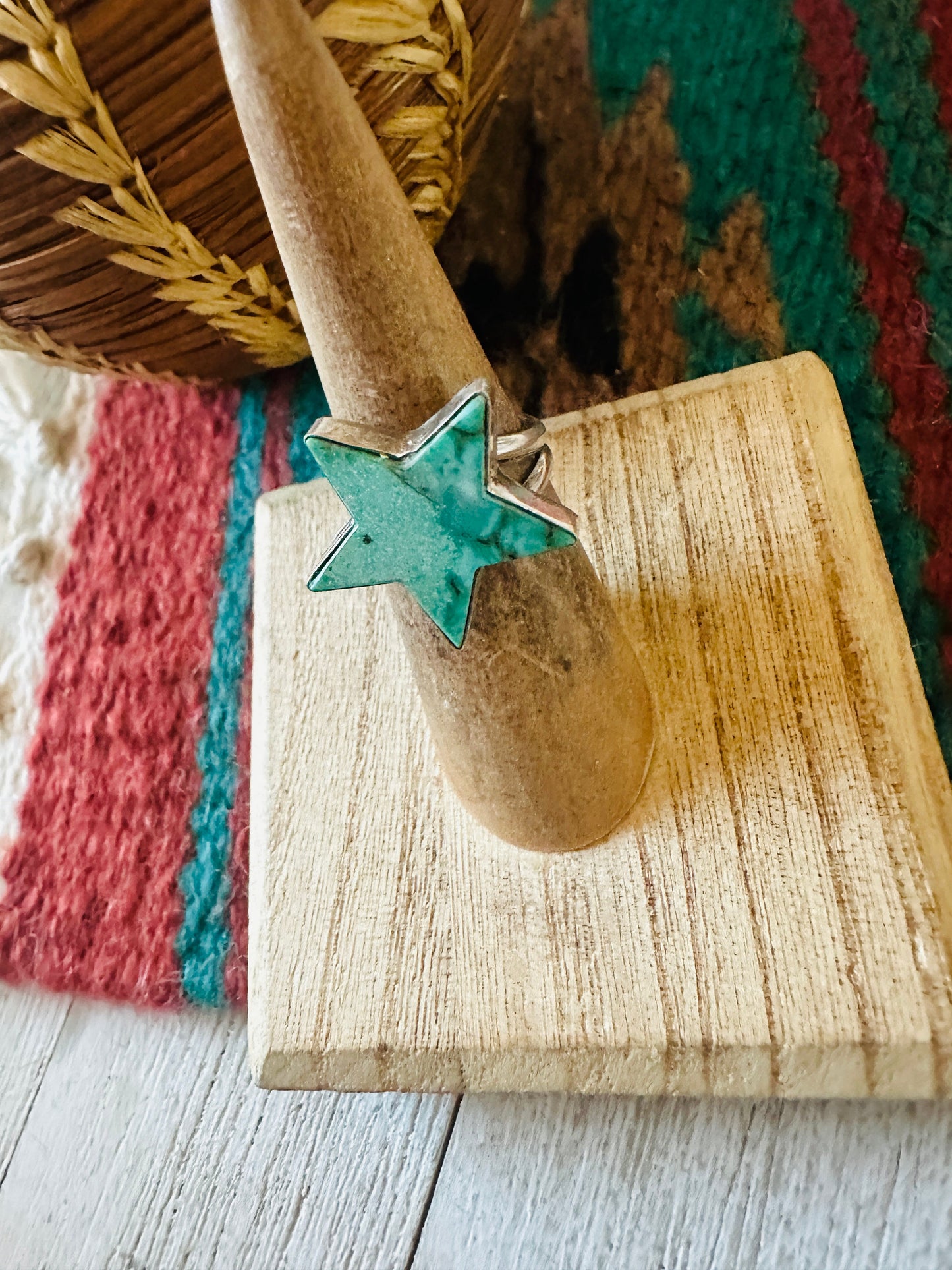 Navajo Sterling Silver & Turquoise Star Ring