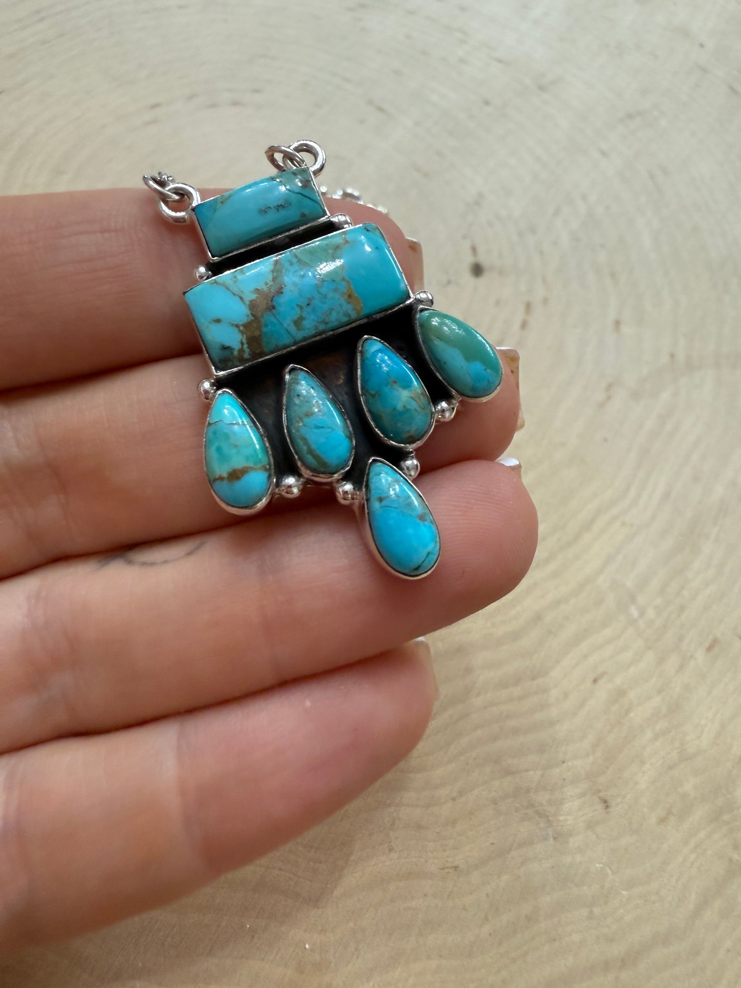 Handmade Sterling Silver & Kingman Turquoise Necklace
