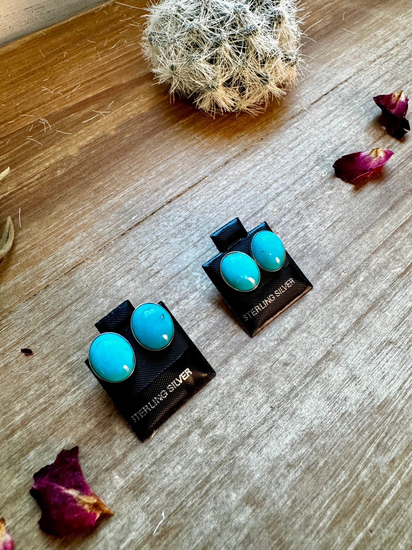 Perfect Blue Turquoise oval stud earrings