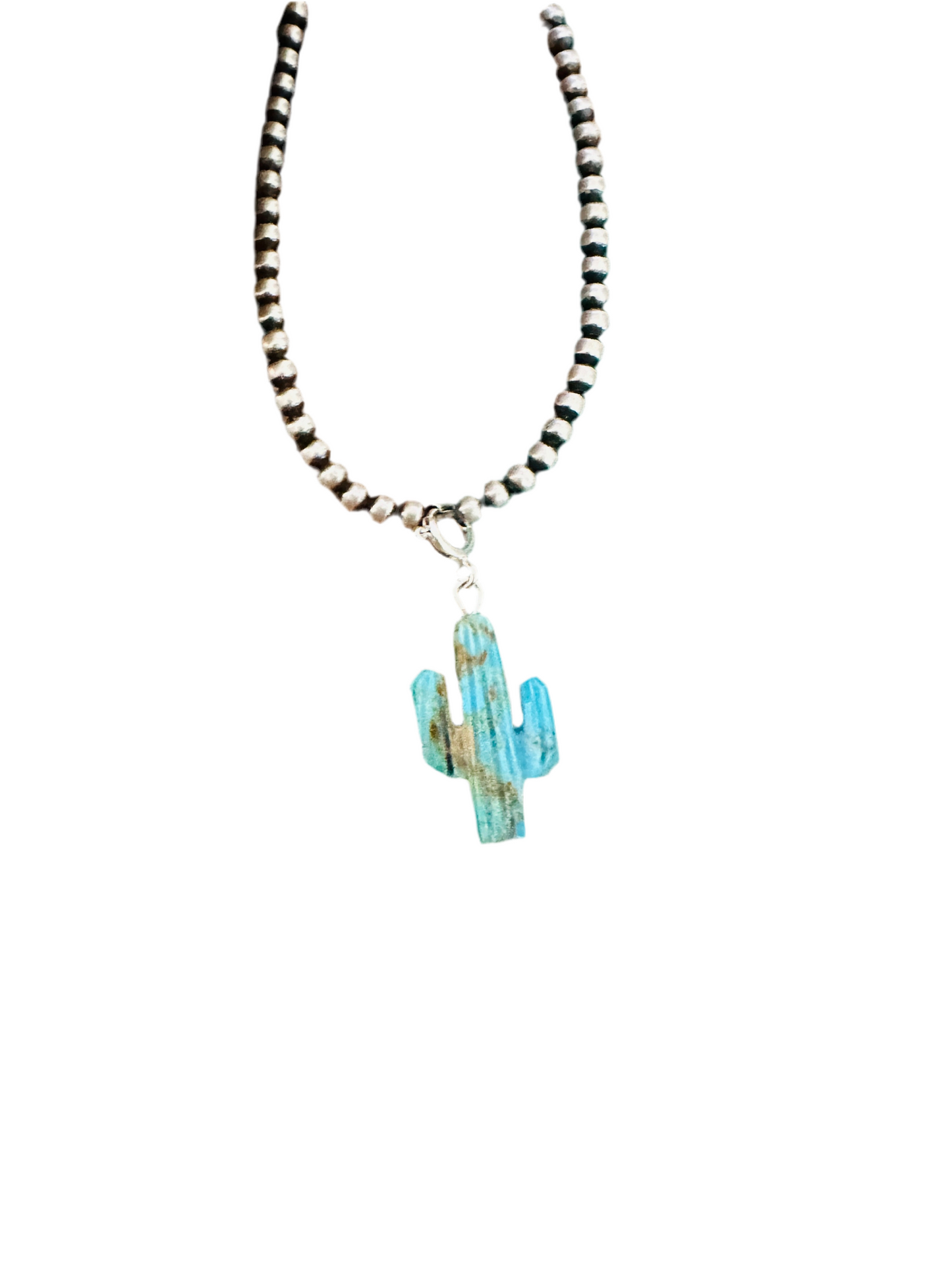 Navajo Hand Carved Turquoise Saguaro Cactus Charm
