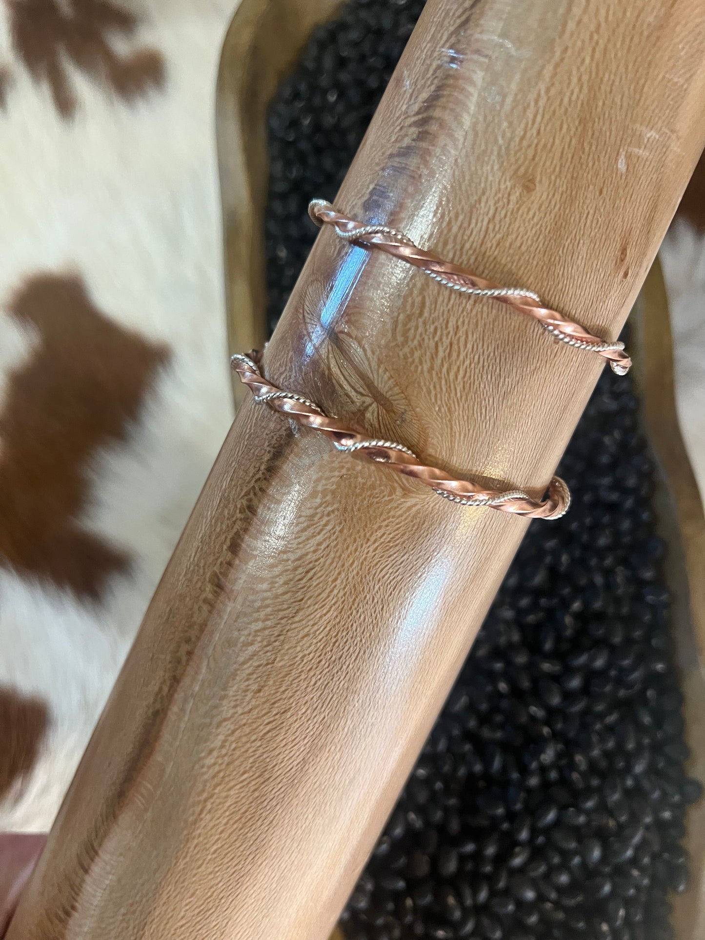 Twisted Silver and Copper Cuffs
