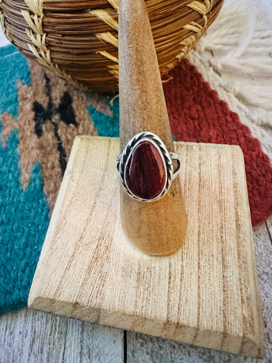 Navajo Purple Spiny Oyster & Sterling Silver Teardrop Ring Size 7