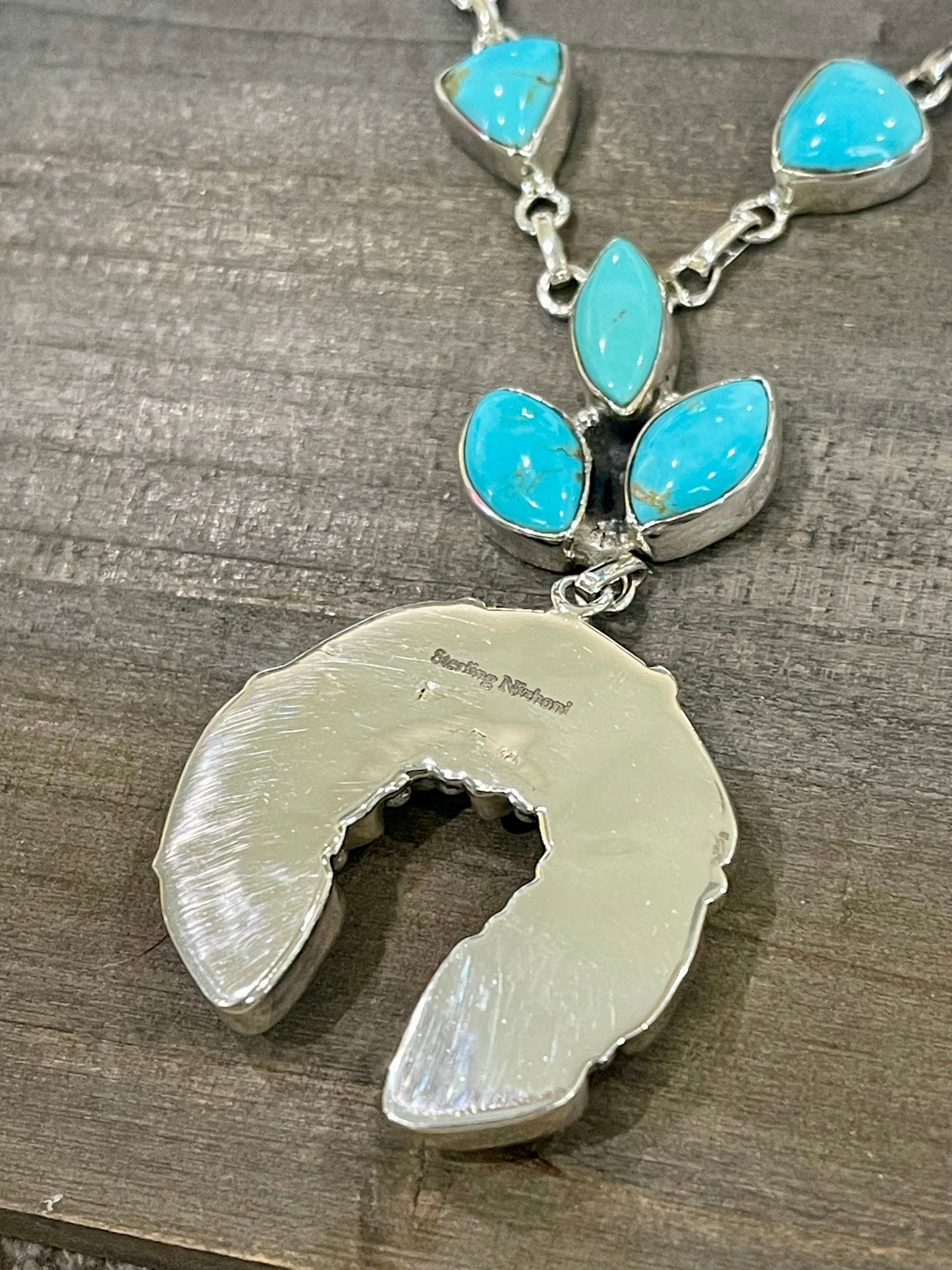 Handmade Sterling Silver Sonoran Mountain Turquoise Naja Necklace