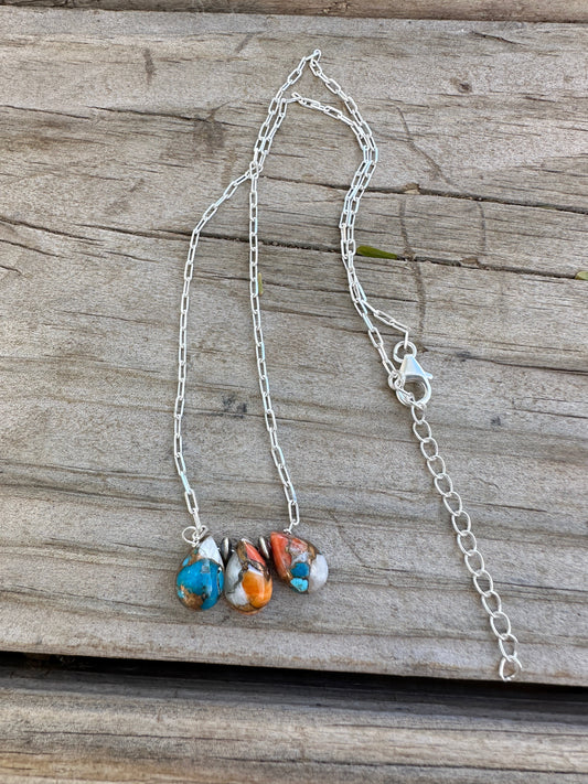 Tiny Dancer Handmade Sterling Silver & Spice 3 Stone Necklace