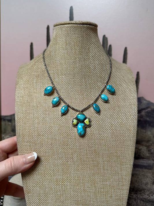 Handmade Sterling Silver South Hills Sonoran & Palomino Turquoise  Necklace