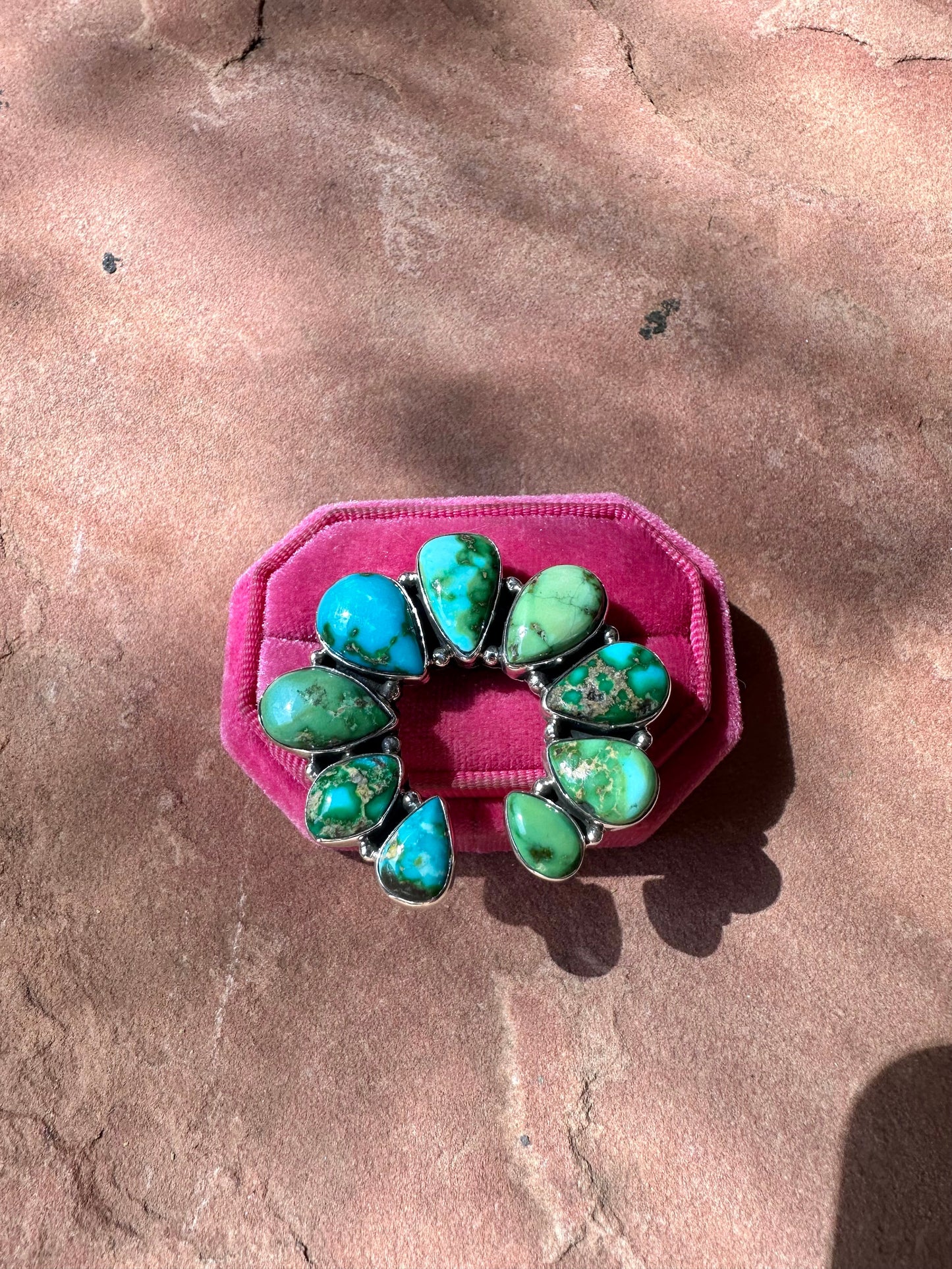 Handmade Sonoran Turquoise And Sterling Silver Adjustable Naja Ring