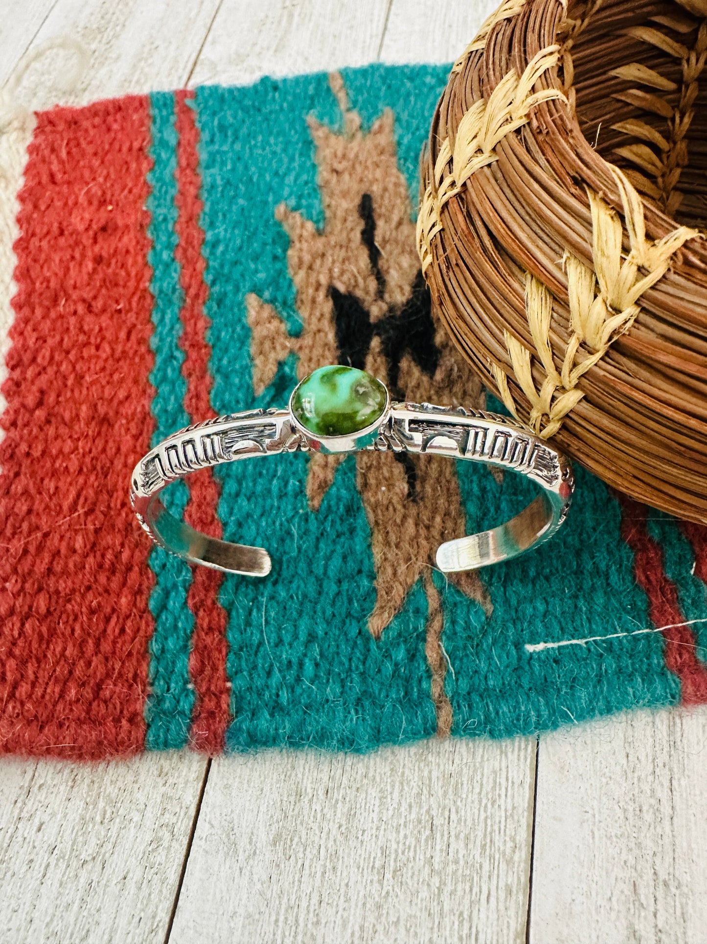 Navajo Sonoran Mountain Turquoise & Sterling Silver Cuff Bracelet