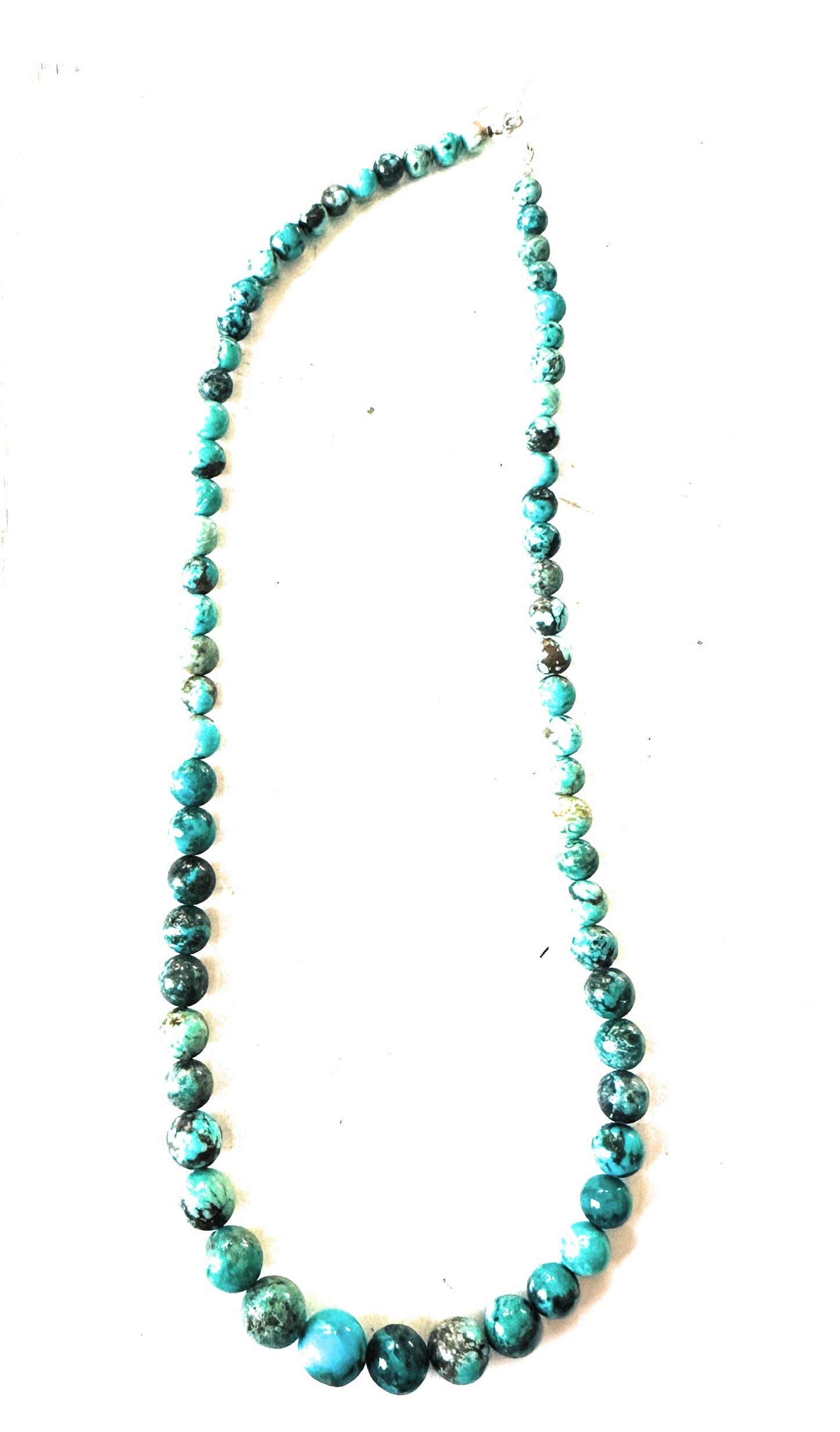 Navajo Turquoise and Sterling Silver Beaded Necklace 18”