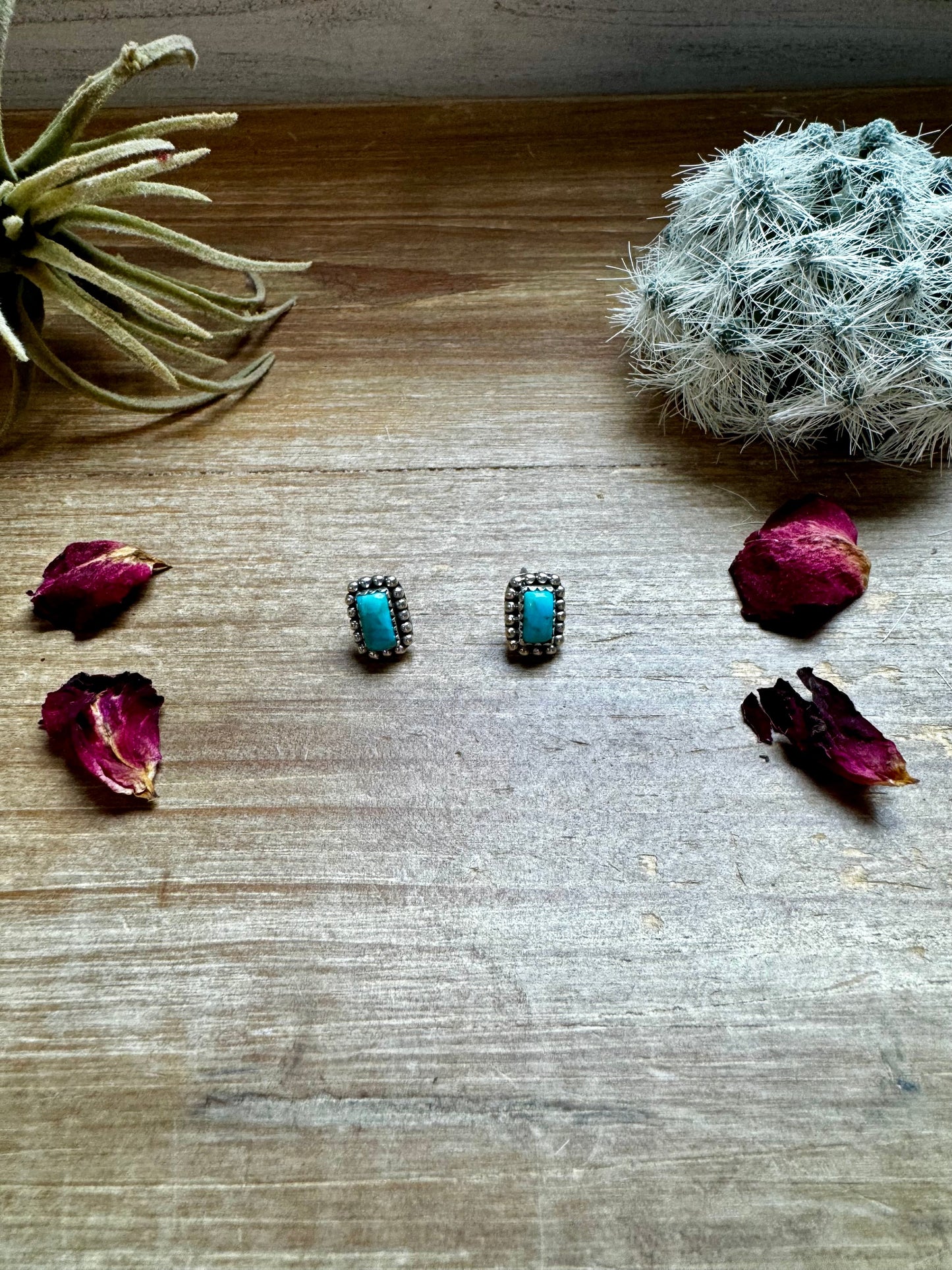 Rectangle Stud kingman turquoise earrings