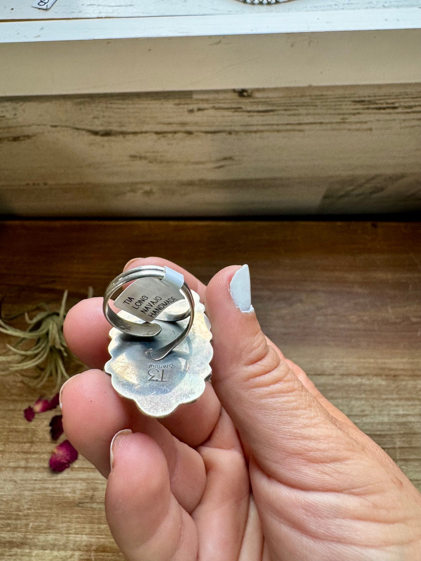 Oval rings - adjustable -Dahlia ring and sterling silver