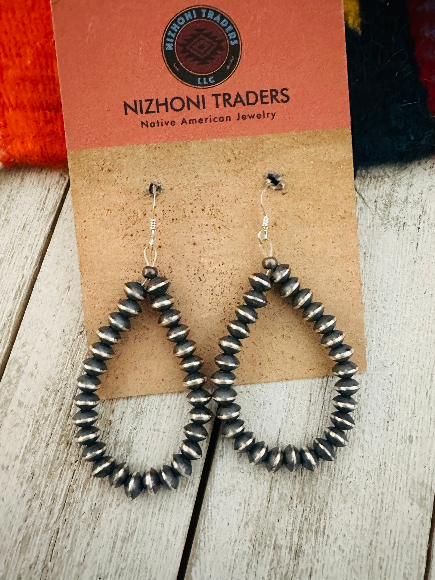 Navajo Sterling Silver Pearl Dangle Hoop Earrings