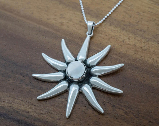 Petite Silver Sunburst Pendant