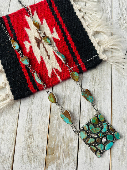 Navajo Sterling Silver & Royston Turquoise Necklace by Jacqueline Silver