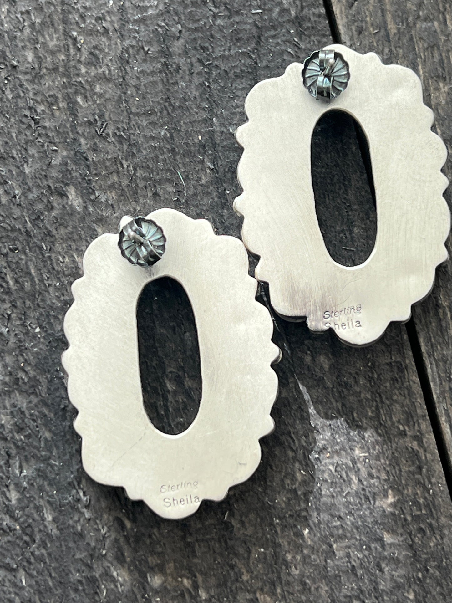 Navajo Sterling Silver and Whitewater Campitos Turquoise Cluster Necklace and Earring Set by Sheila Becenti