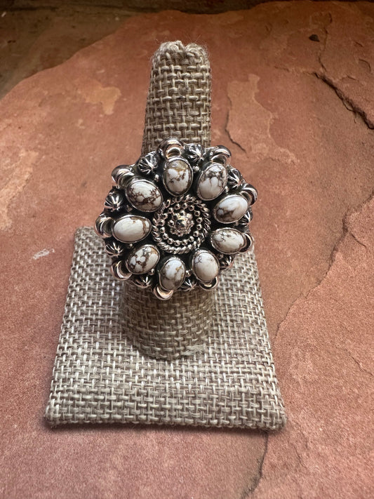 Handmade Wild Horse & Sterling Silver Adjustable Ring Signed Nizhoni