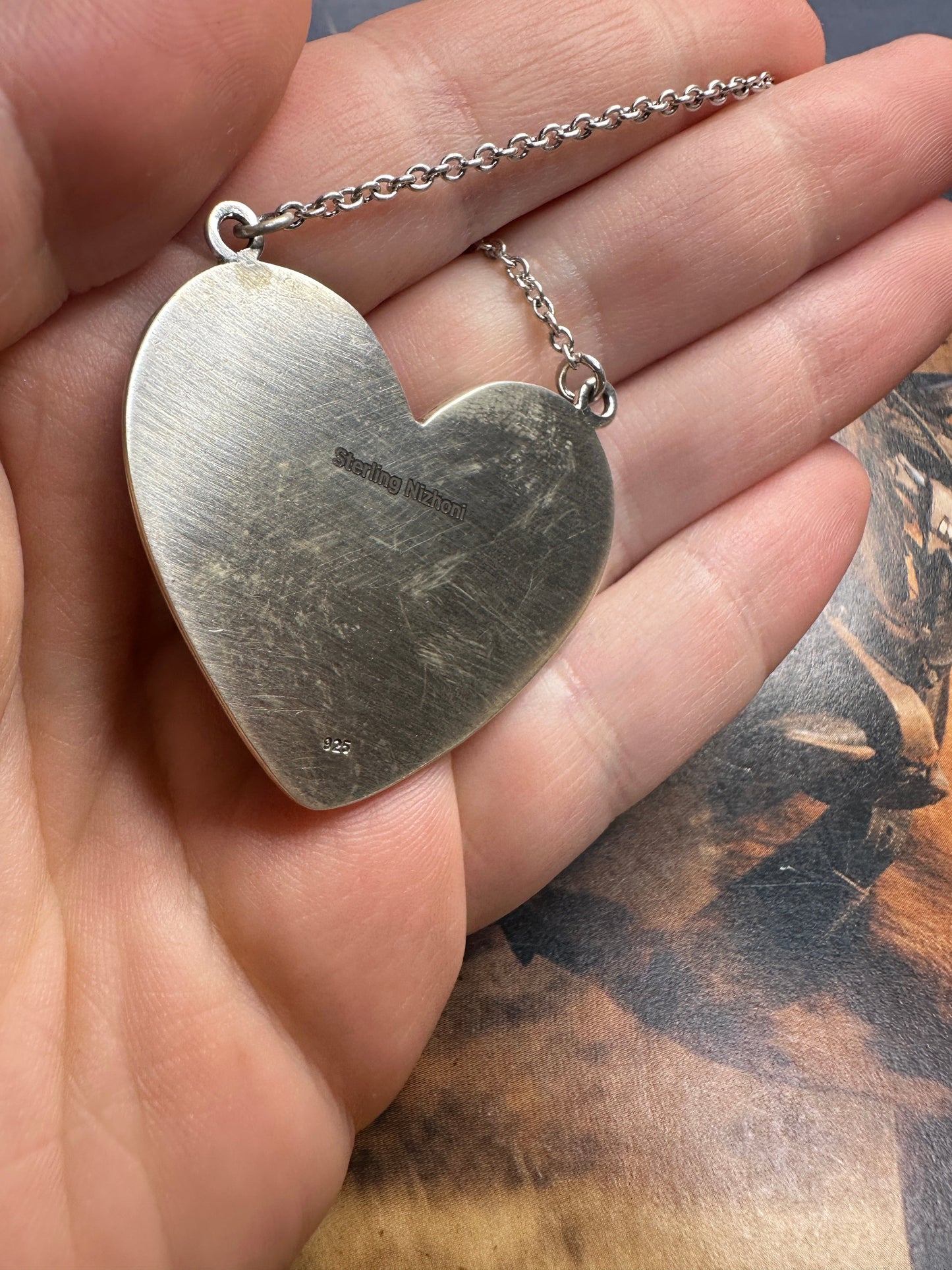 Handmade Pink & Purple Dream Mojave & Sterling Silver Heart Necklace