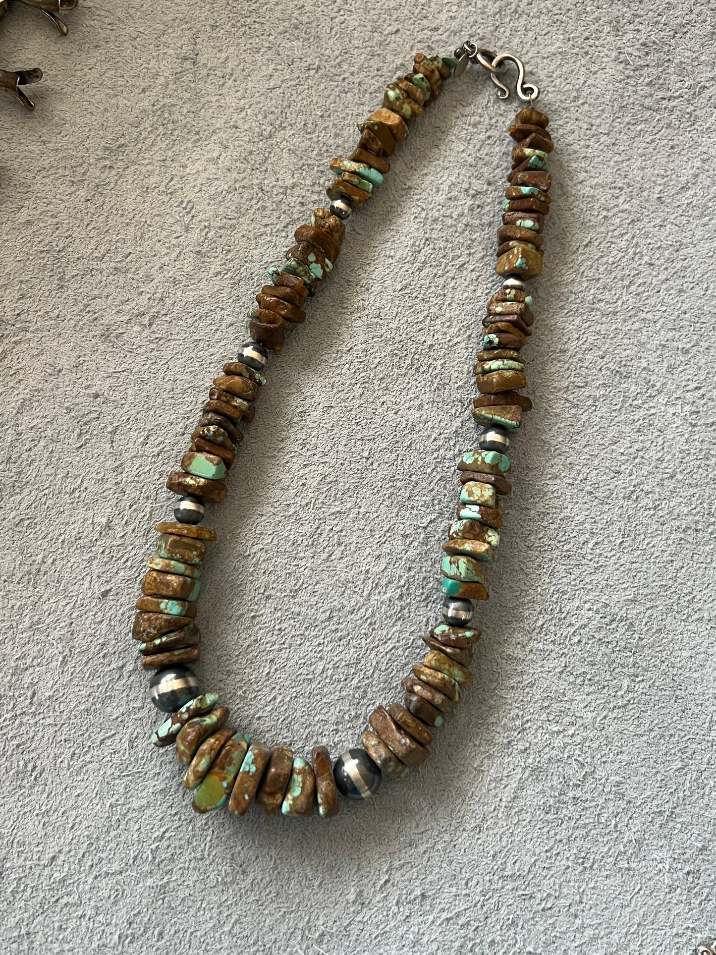 Navajo Turquoise & Sterling Silver Chunky Beaded Necklace 18”