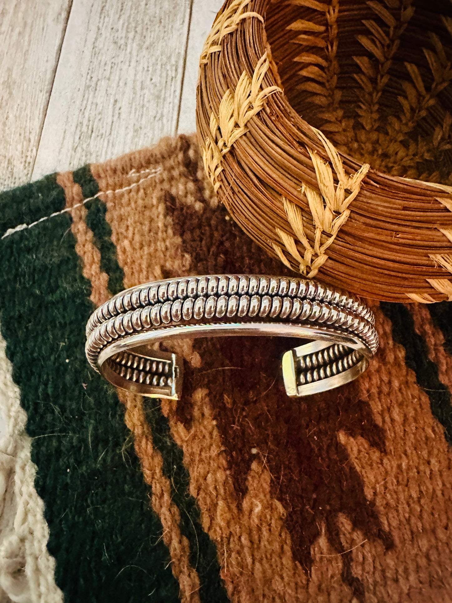 Navajo Twisted Sterling Silver Cuff Bracelet