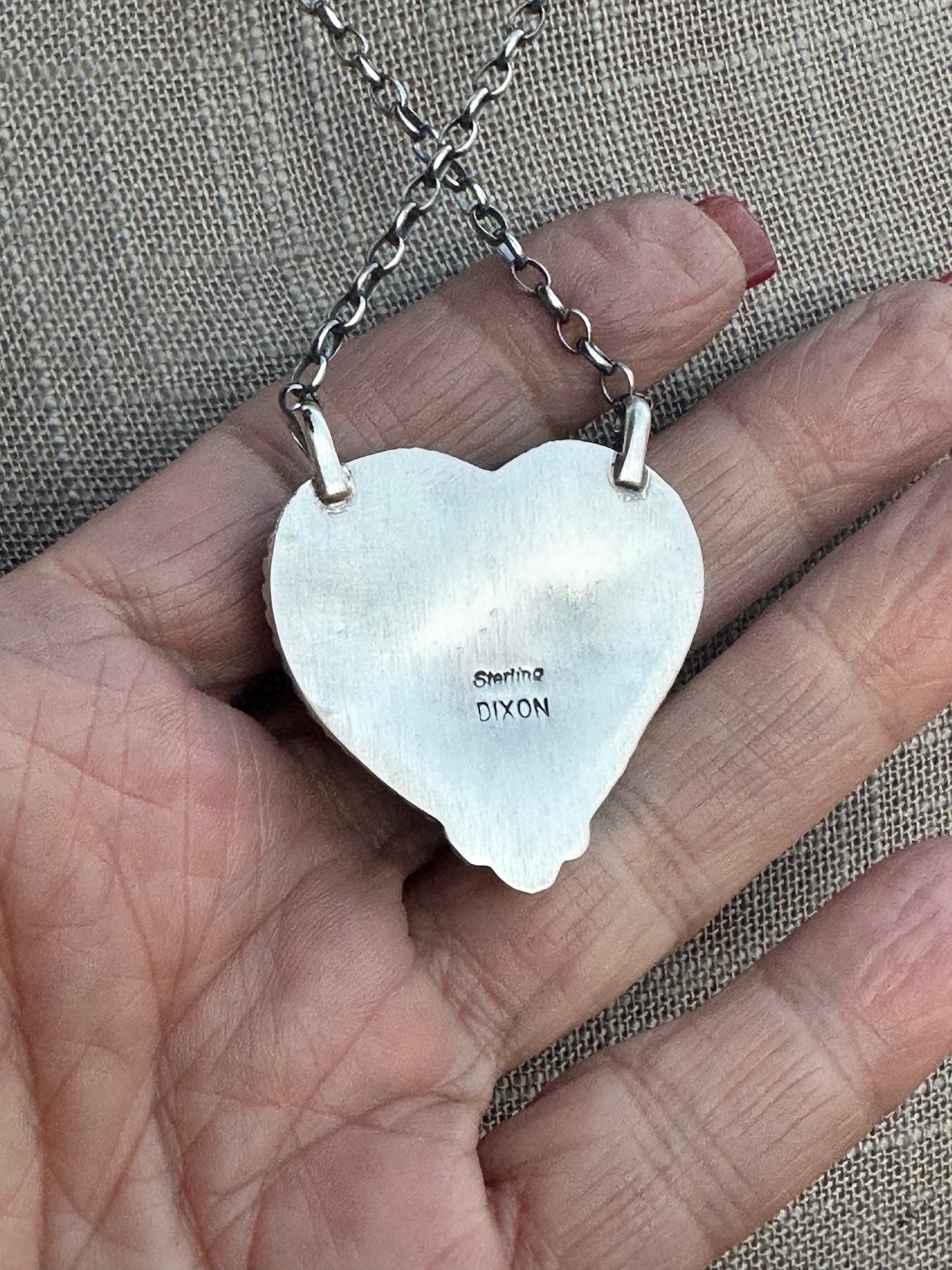 Navajo Rose Dahlia & Sterling Silver Heart Necklace
