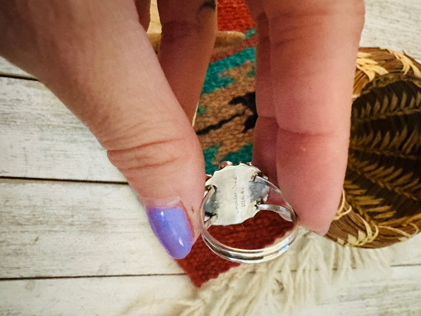 Navajo Turquoise & Sterling Silver Cluster Ring SMALL