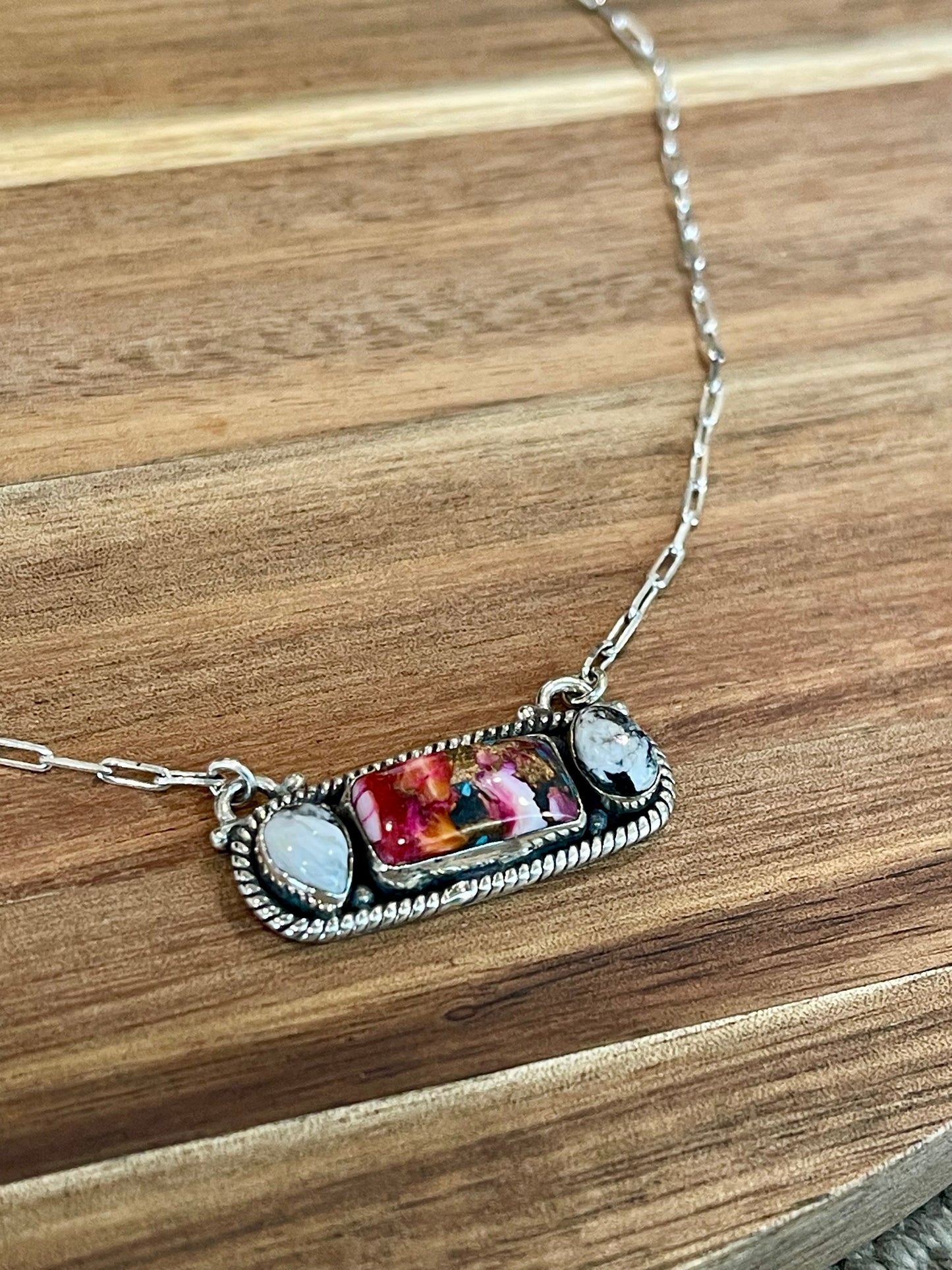 Handmade Sterling Silver Pink Dream Bar Necklace